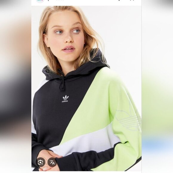 ADIDAS | Color Block Reflective Hoodie Black Pistachio Green Sz S - Picture 4 of 10